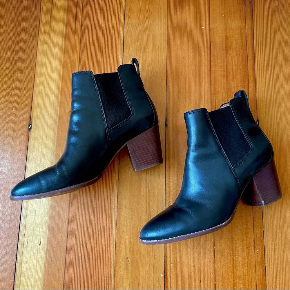 Madewell Black Leather Regan Ankle Chelsea Boots